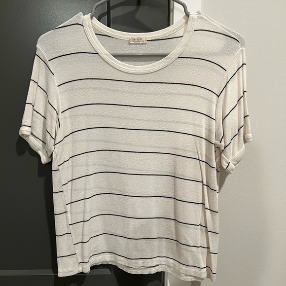 John Galt white tee with black stripes - OS - Picture 1 of 2